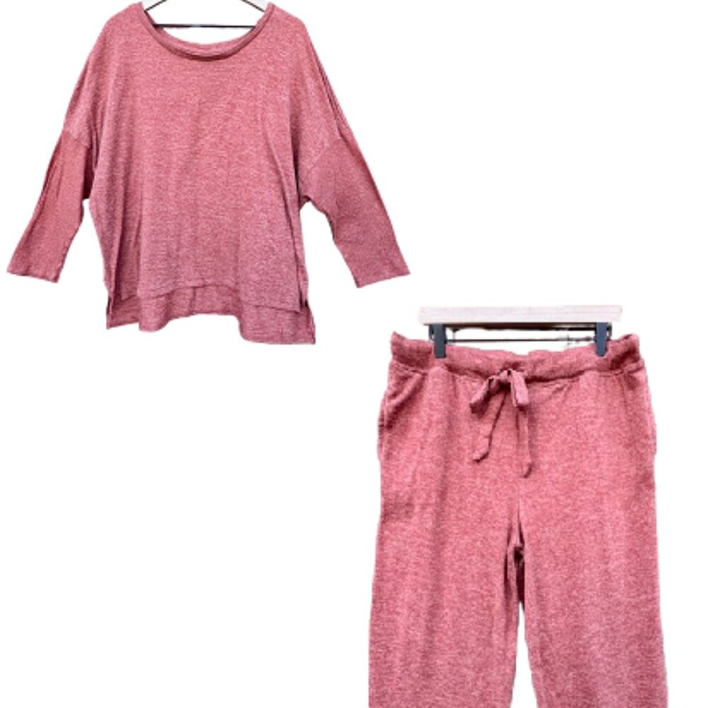 Joyspun Lounge Pant Set Split Size 2X/XL Rust Athleisure